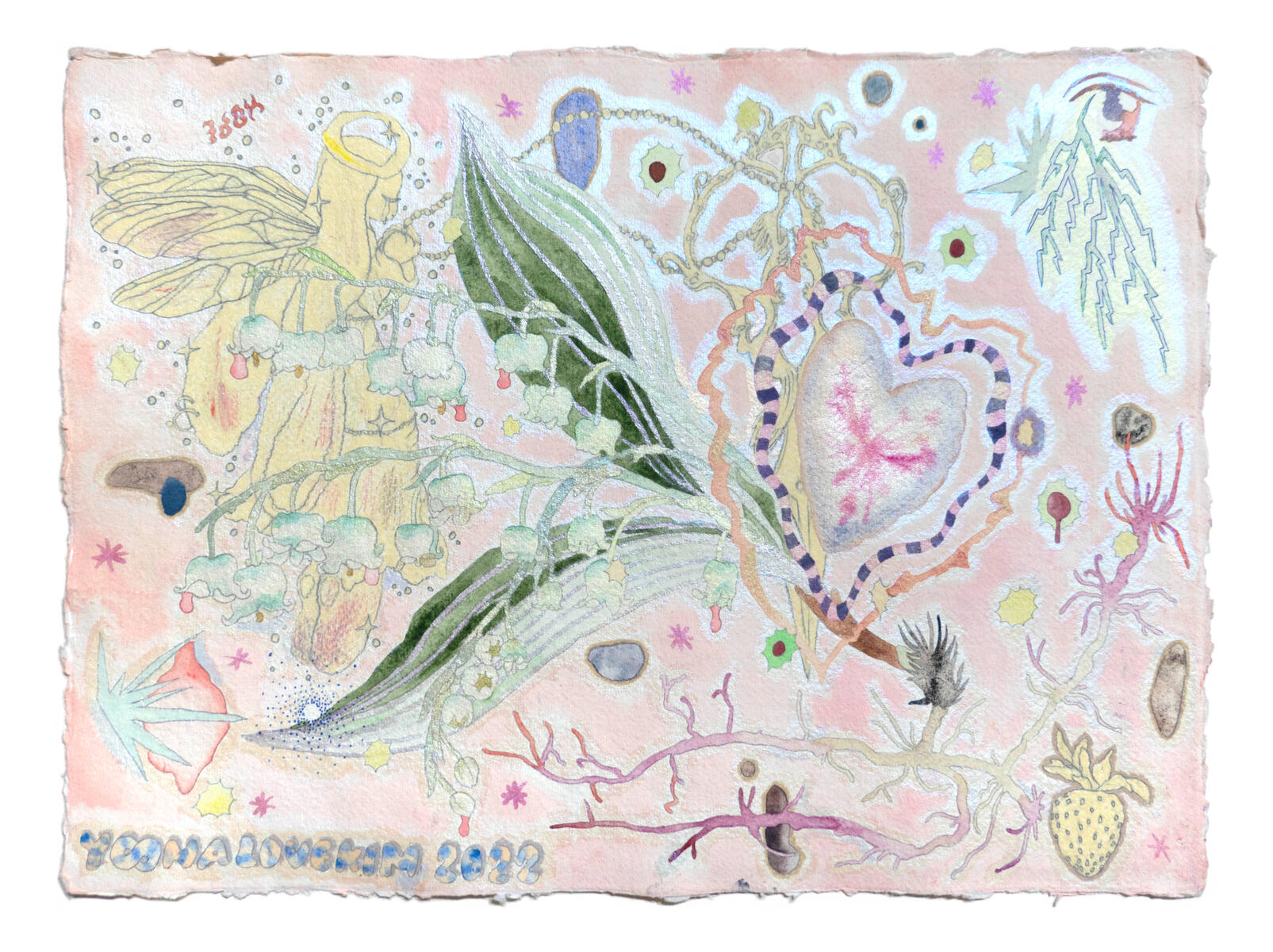 ❣️ Fairy of Muguet, mixed media on paper, 2022