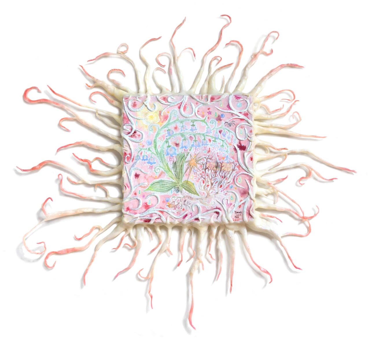 Eternal Muguet Forest, 65 x 70cm, Mixed media on panel, 2023