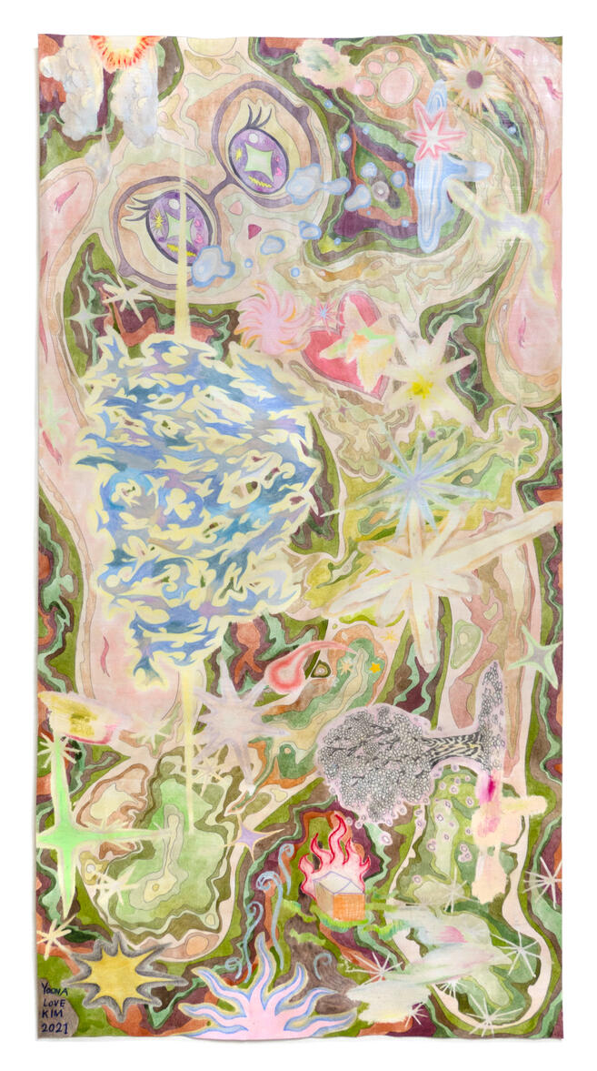 I became a mountain while waiting for you here and my tears be source of life, 86 x 45 cm, Mixed media, Beeswax on paper, 2021