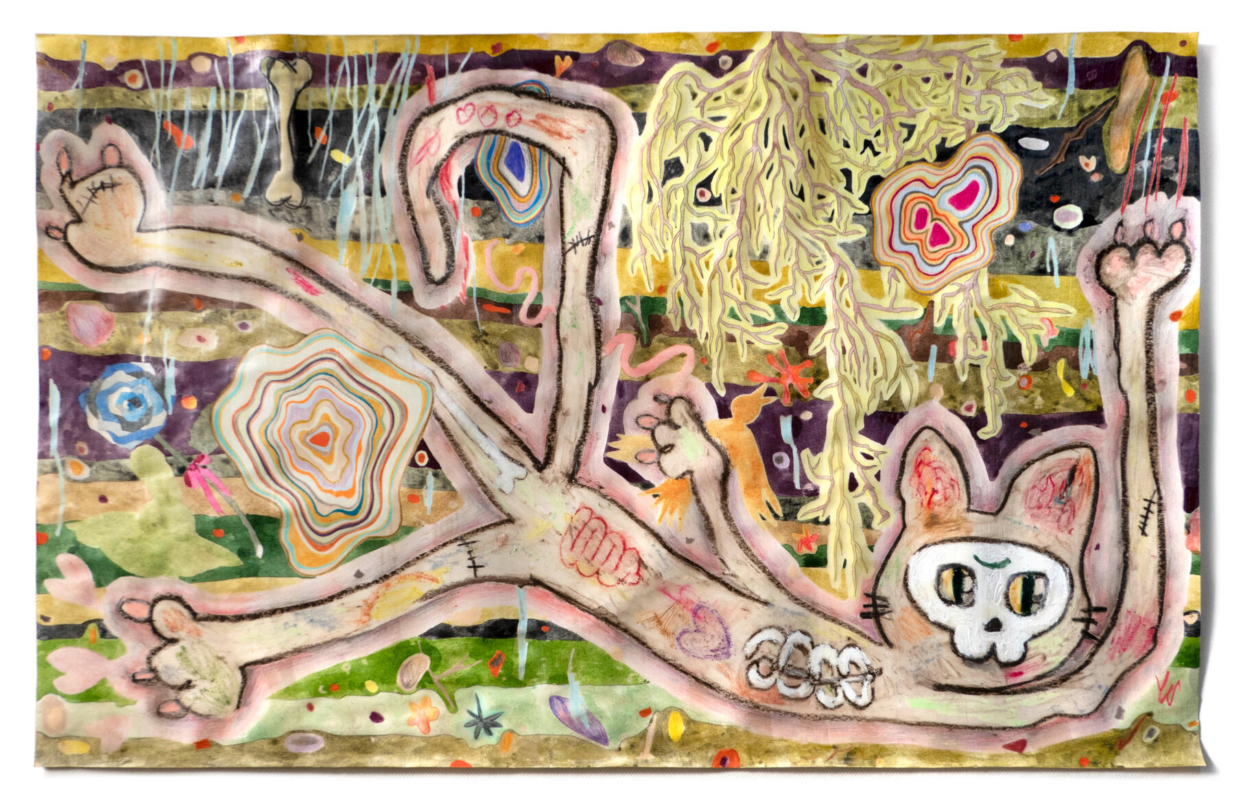 Strata of mind, 45x71cm, Mixed media, Beeswax on paper, 2021