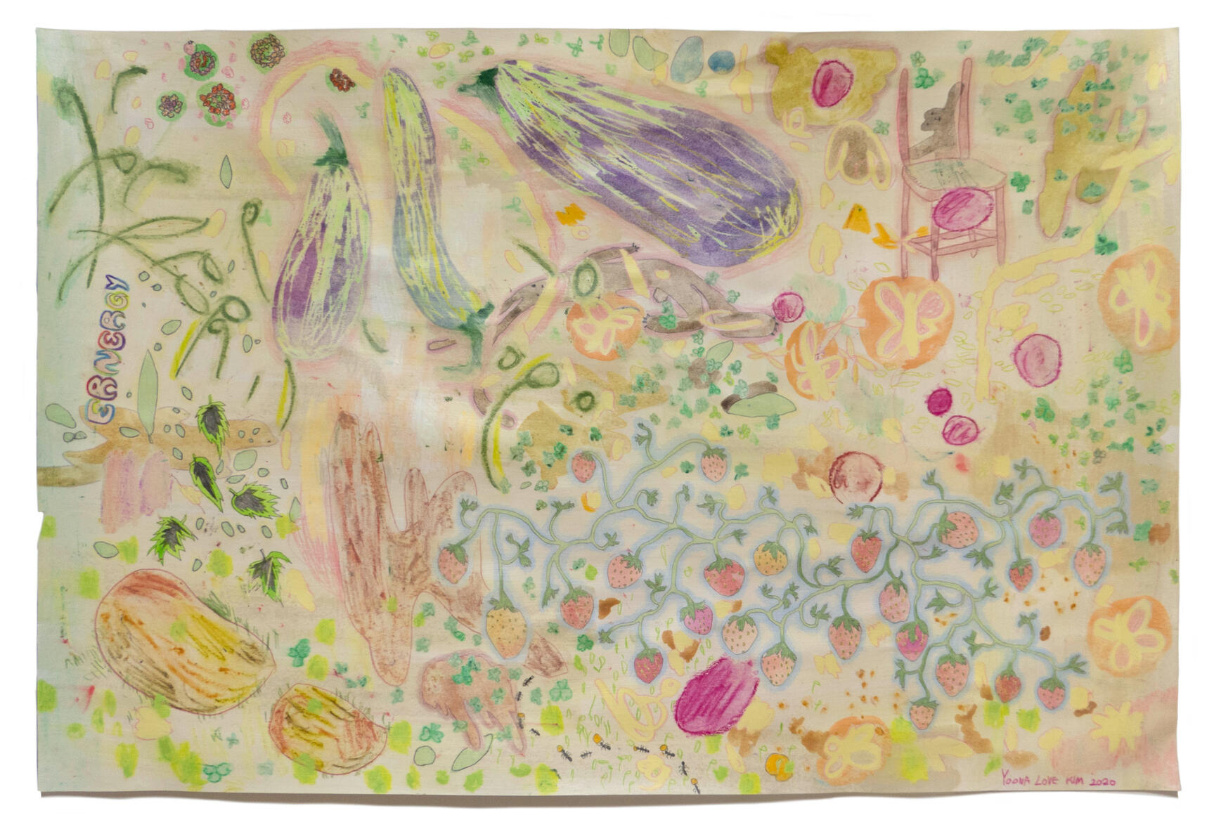 Earth energy, 45 x 68 cm, Mixed media, Beeswax on paper, 2020