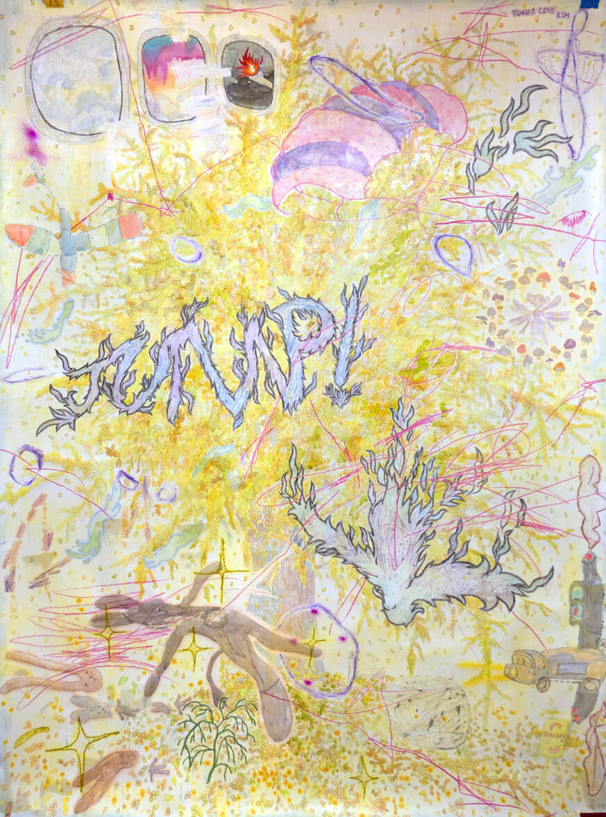 🌟 Jump with Ginkgo!, 200 x 150 cm, Mixed media, Beeswax on paper, 2020