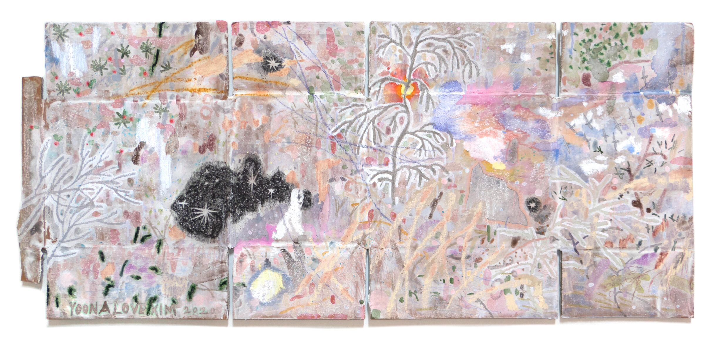 🌟 This winter, there is a ghost, 38 x 88 cm, Mixed media on cardboard, 2020